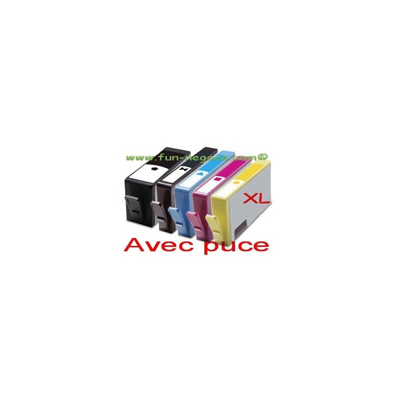Lot De 5 Cartouches Compatibles HP364 XL - Pour Imprimante Photosmart - Avec Puces - Non OEM