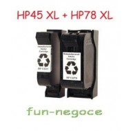 Set de 2 cartouches remanufacturées HP45 XL, HP78 XL