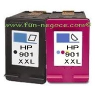 Set de 2 cartouches remanufacturées HP901 BK XL, HP901 Colors XL